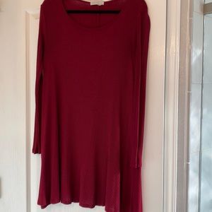 Maroon long sleeved mini dress